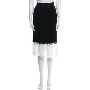 Sandro Knee-Length Pleated Skirt With Lasercut Accents